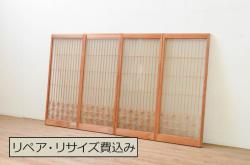 アンティーク建具　どこか懐かしい雰囲気を醸し出す素朴なガラス窓1枚(木製扉)(R-068297)