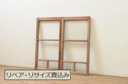 アンティーク建具　美品!　漆が美しい富山産の格子入り蔵戸(引き戸、玄関戸)(R-049748)