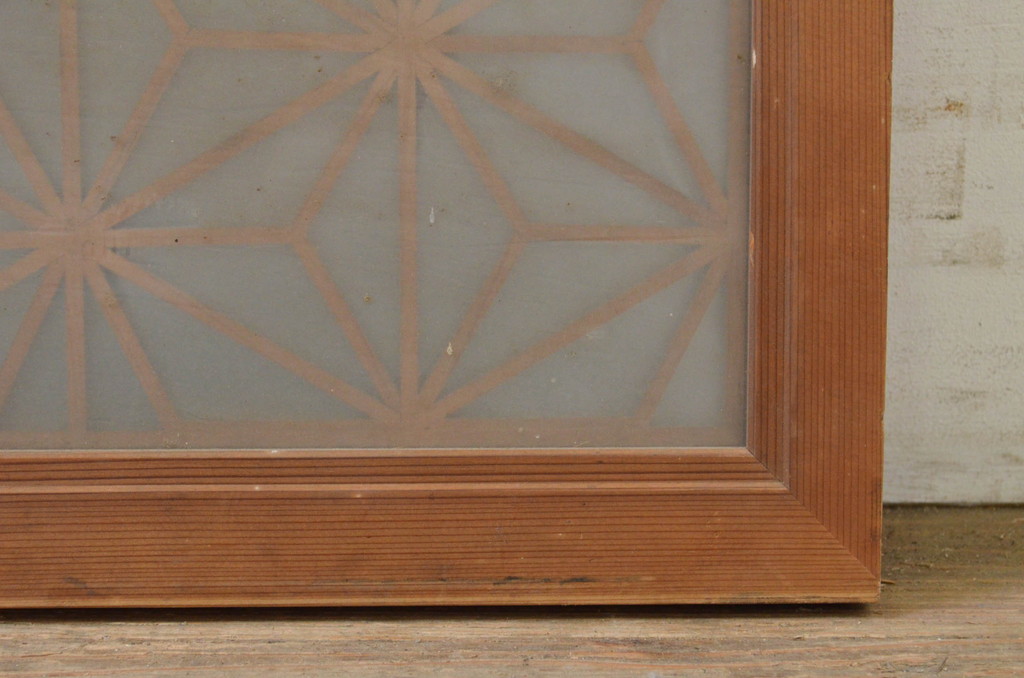 アンティーク建具　片面ガラス　上質な和の雰囲気を高める組子入り欄間1枚(明り取り、明かり取り)(R-071606)