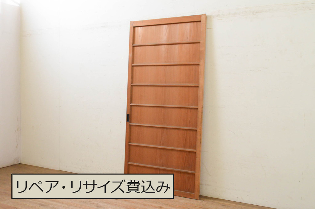 アンティーク建具　落ち着いた和の空間を演出する横桟付き引き戸1枚(板戸、帯戸、舞良戸)(R-071609)