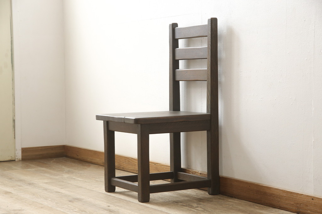 中古　永田良介商店　ナラ材　シンプルな中につくりの良さが感じられるチェア(椅子、ダイニングチェア、板座チェア)(R-052937)