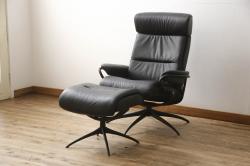 中古　美品　EKORNES(エコーネス)　トーキョー　ヘッドレスト付ローバック　Mサイズ　オットマン付き!!スタイリッシュなデザインが魅力のストレスレスチェア(スターベース、1人掛けソファ、1Pソファ、アームチェア、リクライニングチェア、フットスツール、北欧、本革、レザーチェア)(定価約35万2千円)(R-064728)