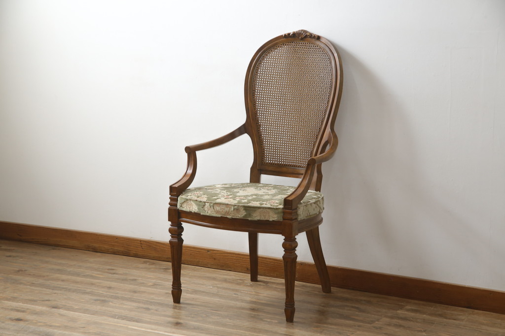 中古　DREXEL HERITAGE(ドレクセルヘリテイジ)　Cameo Classics(キャメオクラシックス)　格調高い雰囲気が魅力のマホガニー製アームチェア(イス、椅子、ダイニングチェア)(定価約35万円)(R-060871)
