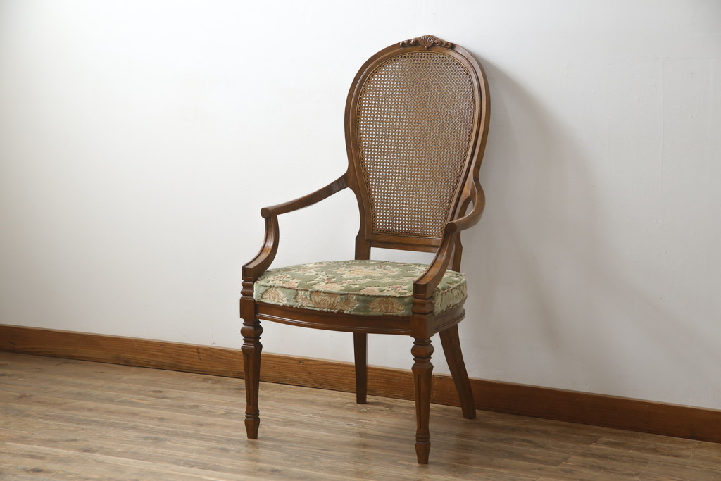 中古　DREXEL HERITAGE(ドレクセルヘリテイジ)　Cameo Classics(キャメオクラシックス)　格調高い雰囲気が魅力のマホガニー製アームチェア(イス、椅子、ダイニングチェア)(定価約35万円)(R-060873)