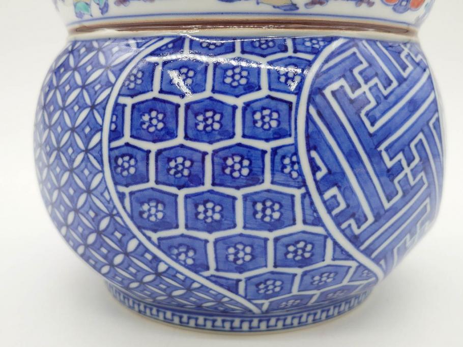 陶匠 高野昭阿弥　和楽庵　京焼　色絵祥瑞　唐子の図　意匠を凝らした水指(瓢箪、瓢形、腰捻、水差、茶道具、煎茶道具、共箱付き)(R-078931)