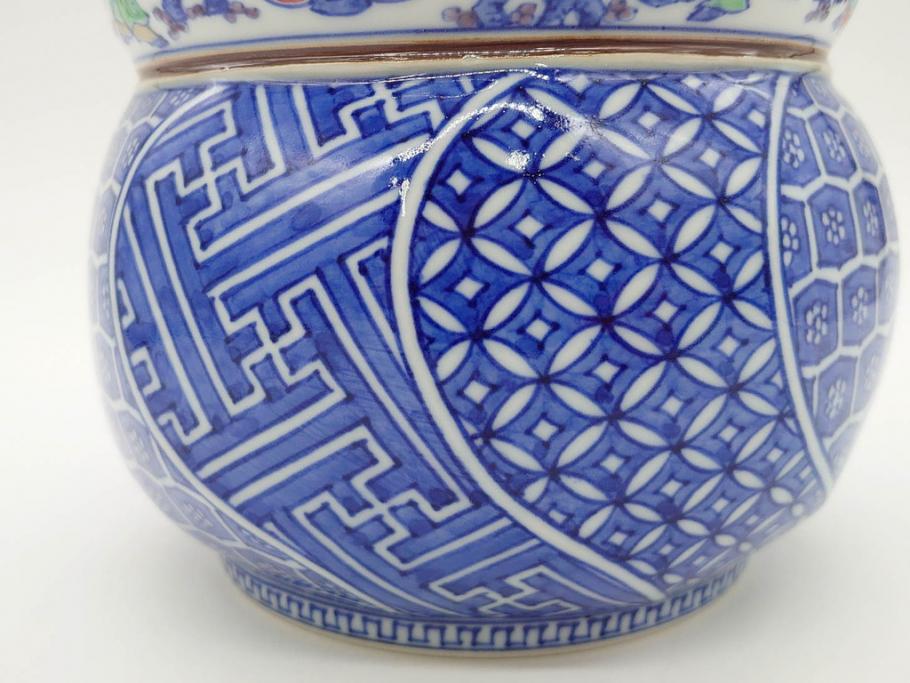 陶匠 高野昭阿弥　和楽庵　京焼　色絵祥瑞　唐子の図　意匠を凝らした水指(瓢箪、瓢形、腰捻、水差、茶道具、煎茶道具、共箱付き)(R-078931)