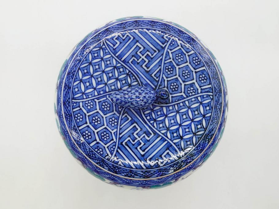 陶匠 高野昭阿弥　和楽庵　京焼　色絵祥瑞　唐子の図　意匠を凝らした水指(瓢箪、瓢形、腰捻、水差、茶道具、煎茶道具、共箱付き)(R-078931)