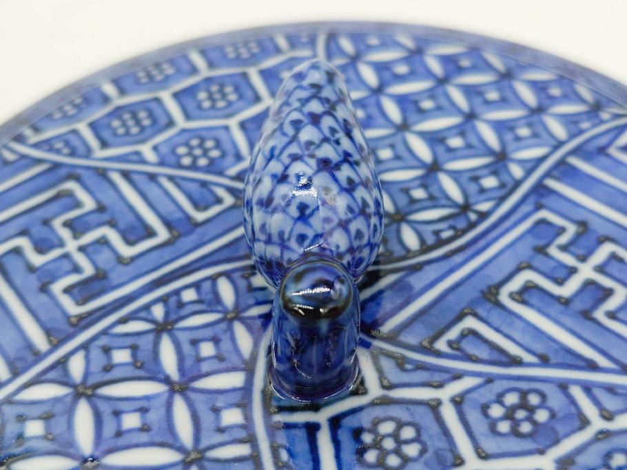 陶匠 高野昭阿弥　和楽庵　京焼　色絵祥瑞　唐子の図　意匠を凝らした水指(瓢箪、瓢形、腰捻、水差、茶道具、煎茶道具、共箱付き)(R-078931)