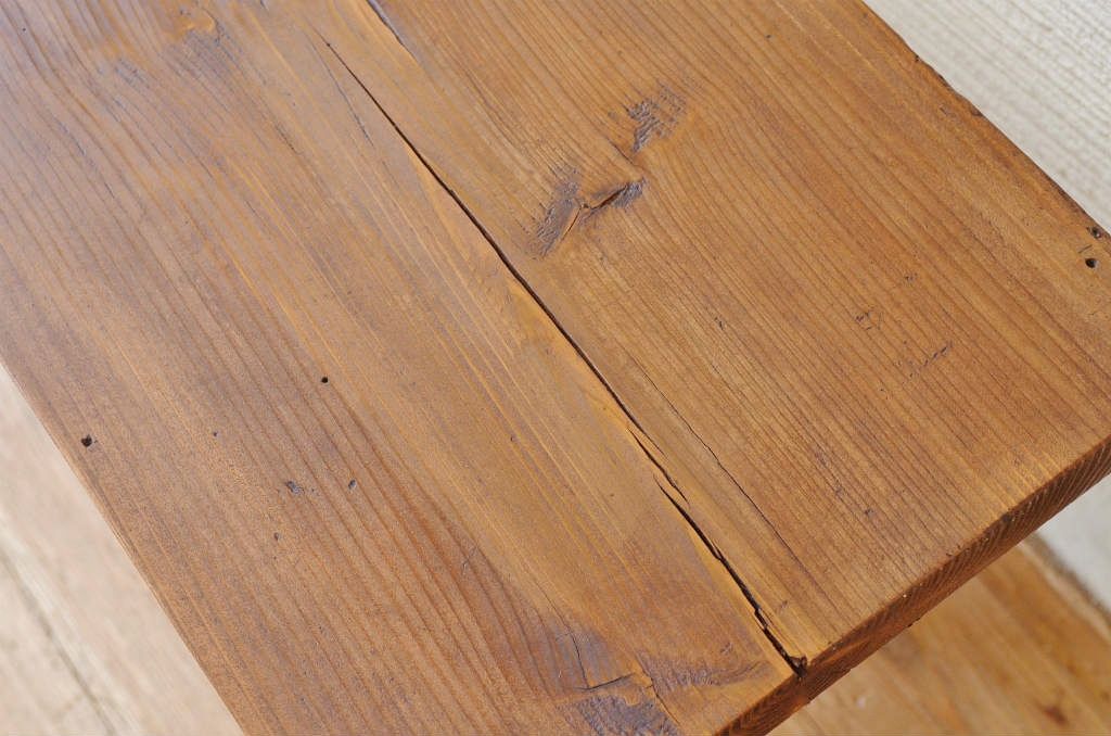 アンティーク家具　天板一枚板!鉄脚アンティークベンチ(長椅子)2