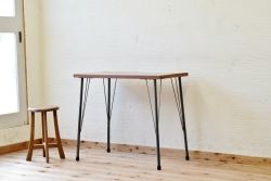 アンティーク家具　☆古い木の鉄脚アンティークテーブル(作業台、机)2