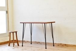 アンティーク家具　☆古い木の鉄脚アンティークテーブル(作業台、机)3