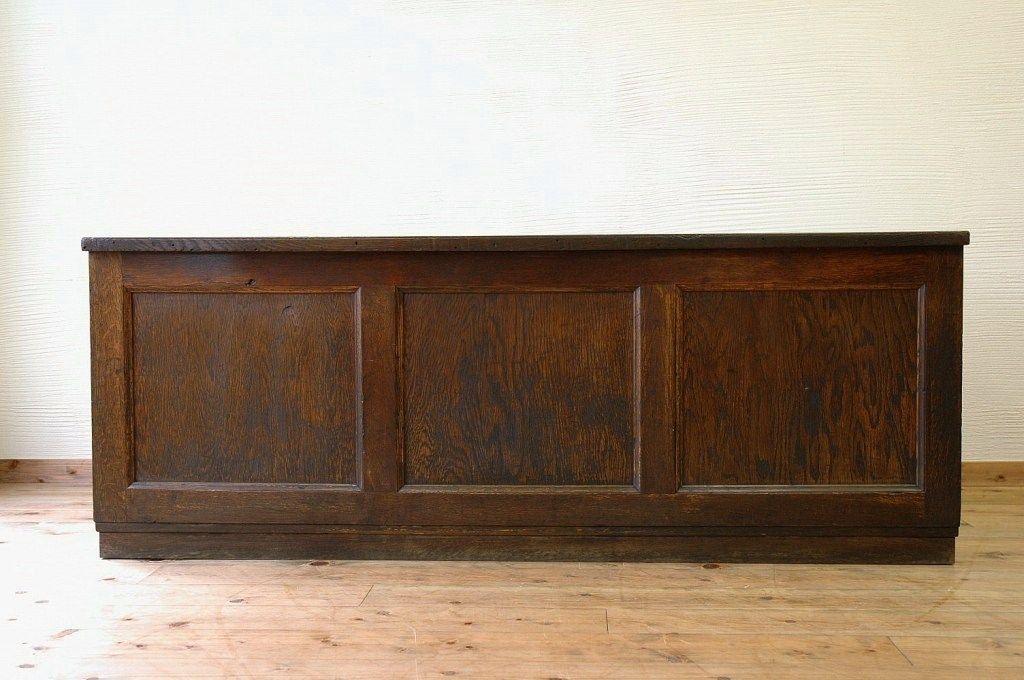 アンティーク家具　古いナラ材の重厚なカウンターテーブル　