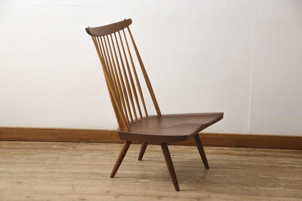 和製ヴィンテージ　ジョージナカシマ　桜製作所　LOUNGE CHAIR　CN102　モダンに洗練されたラウンジチェア(ジョージ・ナカシマ、イス、椅子、板座チェア、ビンテージ)(R-058616)