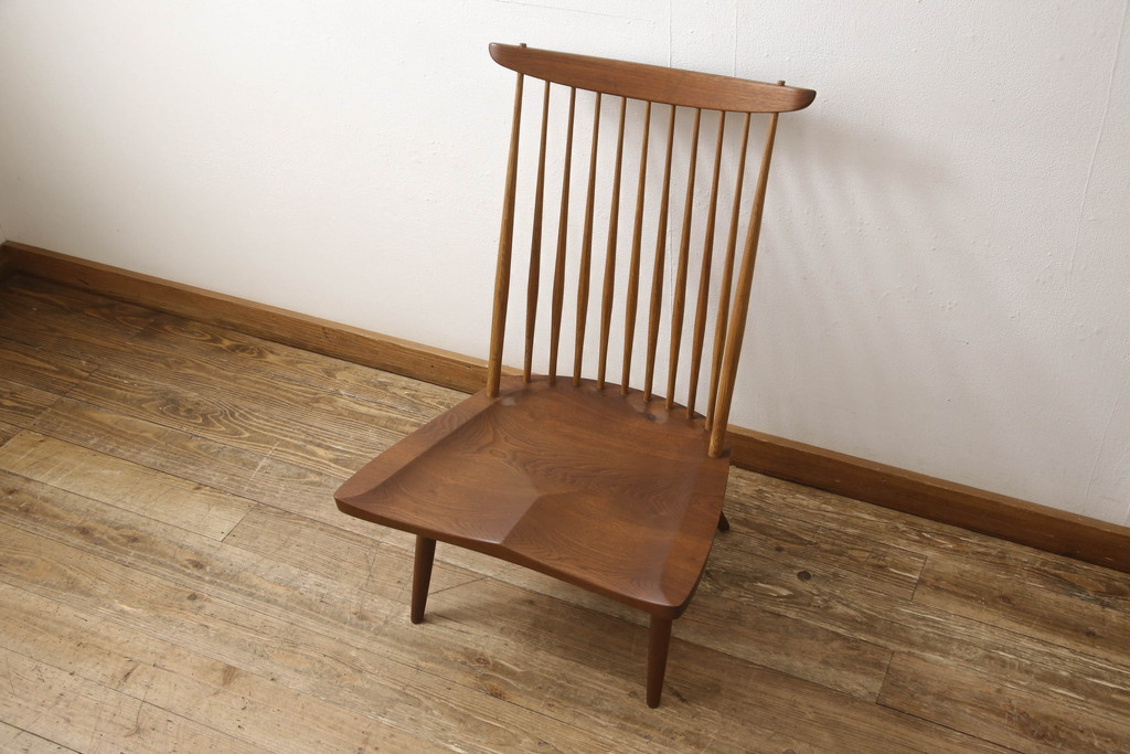和製ヴィンテージ　ジョージナカシマ　桜製作所　LOUNGE CHAIR　CN102　モダンに洗練されたラウンジチェア(ジョージ・ナカシマ、イス、椅子、板座チェア、ビンテージ)(R-058616)