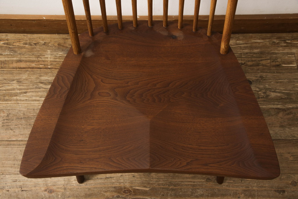 和製ヴィンテージ　ジョージナカシマ　桜製作所　LOUNGE CHAIR　CN102　モダンに洗練されたラウンジチェア(ジョージ・ナカシマ、イス、椅子、板座チェア、ビンテージ)(R-058616)
