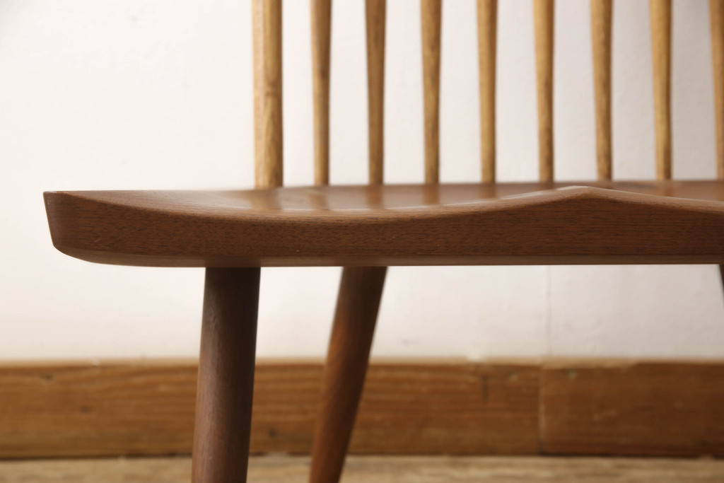 和製ヴィンテージ　ジョージナカシマ　桜製作所　LOUNGE CHAIR　CN102　モダンに洗練されたラウンジチェア(ジョージ・ナカシマ、イス、椅子、板座チェア、ビンテージ)(R-058616)