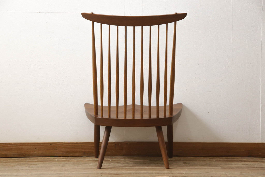 和製ヴィンテージ　ジョージナカシマ　桜製作所　LOUNGE CHAIR　CN102　モダンに洗練されたラウンジチェア(ジョージ・ナカシマ、イス、椅子、板座チェア、ビンテージ)(R-058616)