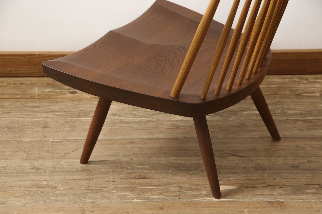和製ヴィンテージ　ジョージナカシマ　桜製作所　LOUNGE CHAIR　CN102　モダンに洗練されたラウンジチェア(ジョージ・ナカシマ、イス、椅子、板座チェア、ビンテージ)(R-058616)