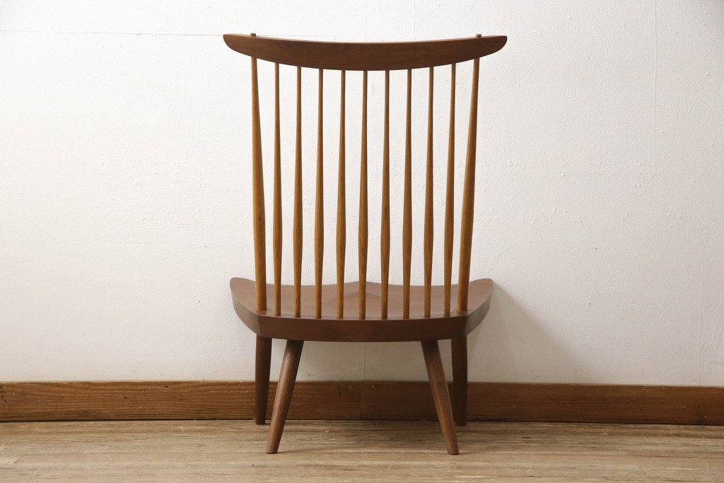 和製ヴィンテージ　ジョージナカシマ　桜製作所　LOUNGE CHAIR　CN102　モダンに洗練されたラウンジチェア(ジョージ・ナカシマ、イス、椅子、板座チェア、ビンテージ)(R-058617)