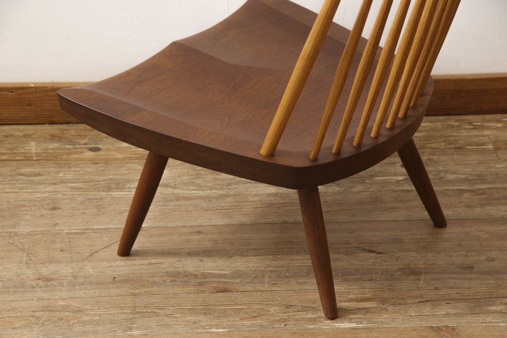 和製ヴィンテージ　ジョージナカシマ　桜製作所　LOUNGE CHAIR　CN102　モダンに洗練されたラウンジチェア(ジョージ・ナカシマ、イス、椅子、板座チェア、ビンテージ)(R-058617)