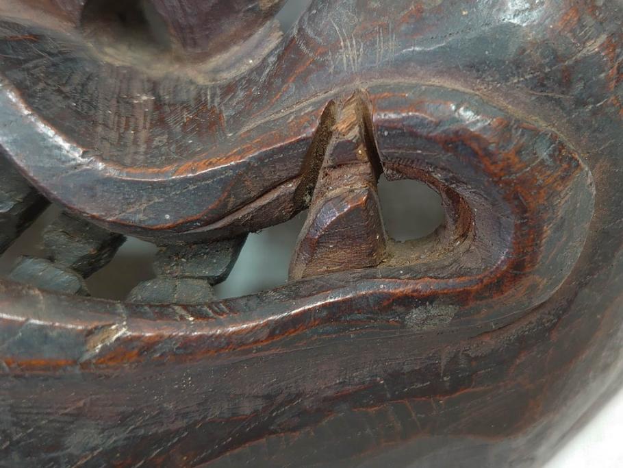 時代物　木製　般若　男面　それぞれ違った表情が魅力的なお面3個セット(神楽面、能面、古面、木彫)(R-073103)