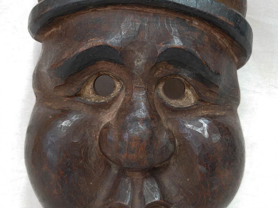 時代物 木製 般若 男面 それぞれ違った表情が魅力的なお面3個 時代物 木製 般若 男面 それぞれ違った表情が魅力的なお面3個
