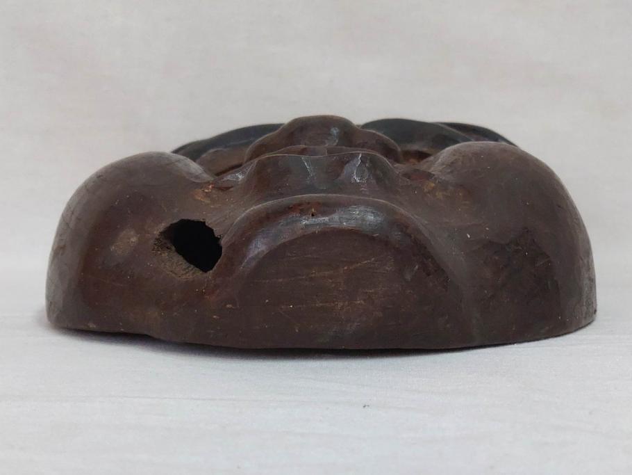 時代物　木製　般若　男面　それぞれ違った表情が魅力的なお面3個セット(神楽面、能面、古面、木彫)(R-073103)