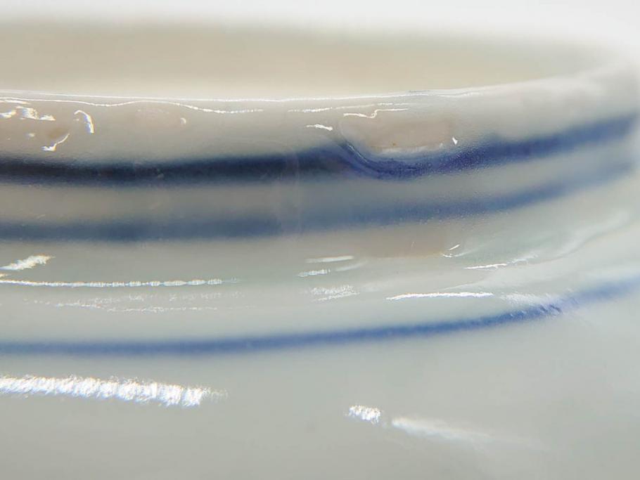 江戸後期〜幕末　伊万里　染付　山水図　約16cm　5.1寸　金の縁と爽やかな藍色が魅力のなます皿3枚セット(中皿、深皿、和皿、和食器、五寸一分)(R-073106)