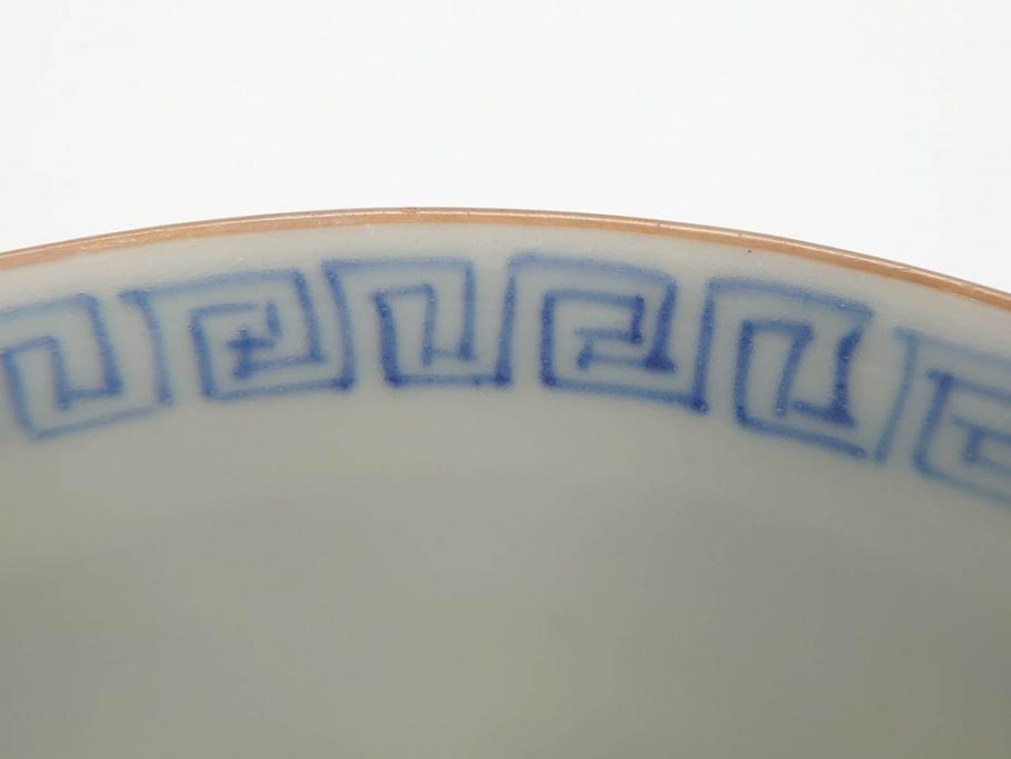 江戸期　伊万里　染付　山水図　約11cm　3.5寸　爽やかな色合いが素敵な蓋付き茶碗3客セット(和食器、三寸五分)(R-073110)