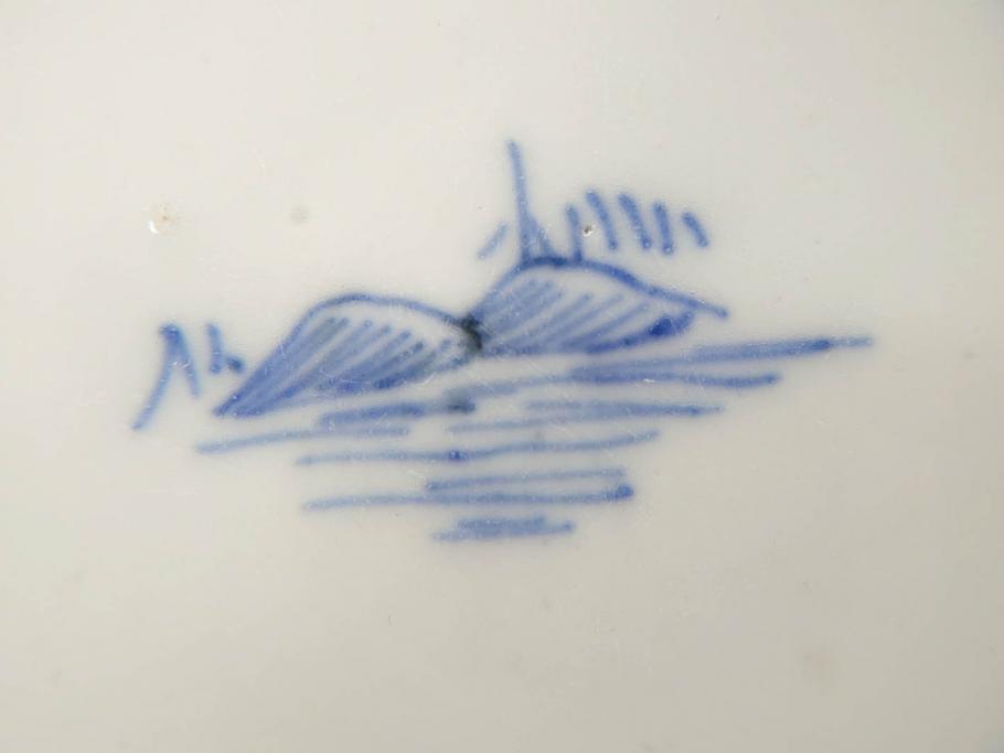 江戸期　伊万里　染付　山水図　約11cm　3.5寸　爽やかな色合いが素敵な蓋付き茶碗3客セット(和食器、三寸五分)(R-073111)