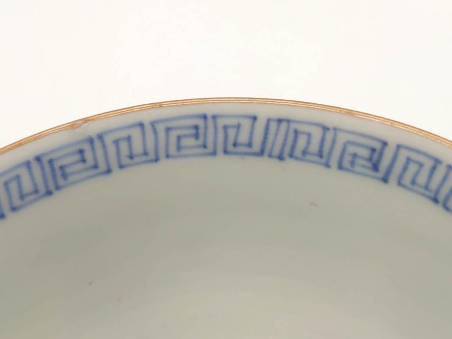 江戸期　伊万里　染付　山水図　約11cm　3.5寸　爽やかな色合いが素敵な蓋付き茶碗2客セット(和食器、三寸五分)(R-073114)