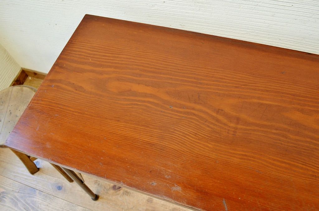 アンティーク家具　☆古い木の鉄脚アンティークテーブル(作業台、机)7