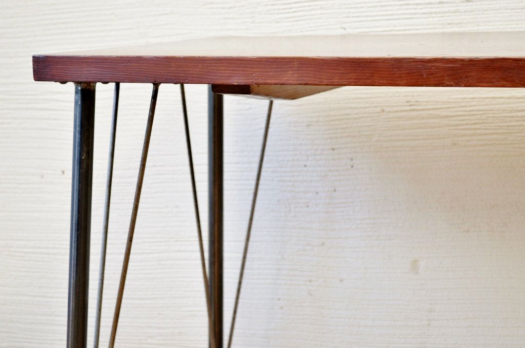 アンティーク家具　☆古い木の鉄脚アンティークテーブル(作業台、机)7