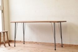 アンティーク家具　☆古い木の鉄脚アンティークテーブル(作業台、机)10