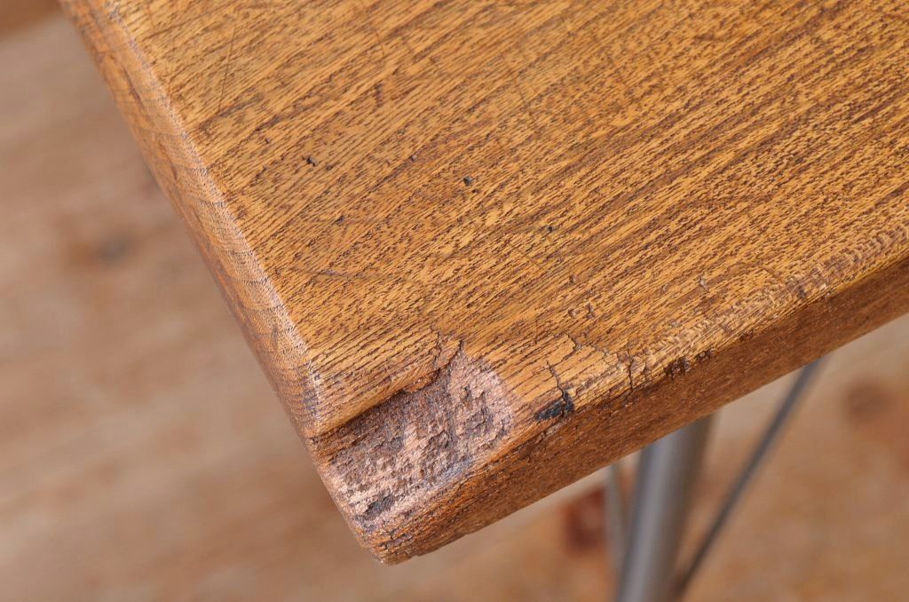 アンティーク家具　☆古い木の鉄脚アンティークテーブル(作業台、机)10