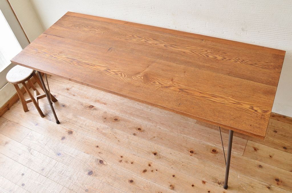 アンティーク家具　☆古い木の鉄脚アンティークテーブル(作業台、机)12