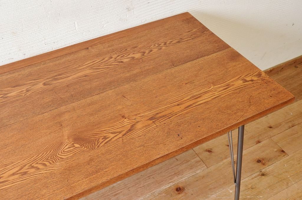 アンティーク家具　☆古い木の鉄脚アンティークテーブル(作業台、机)12