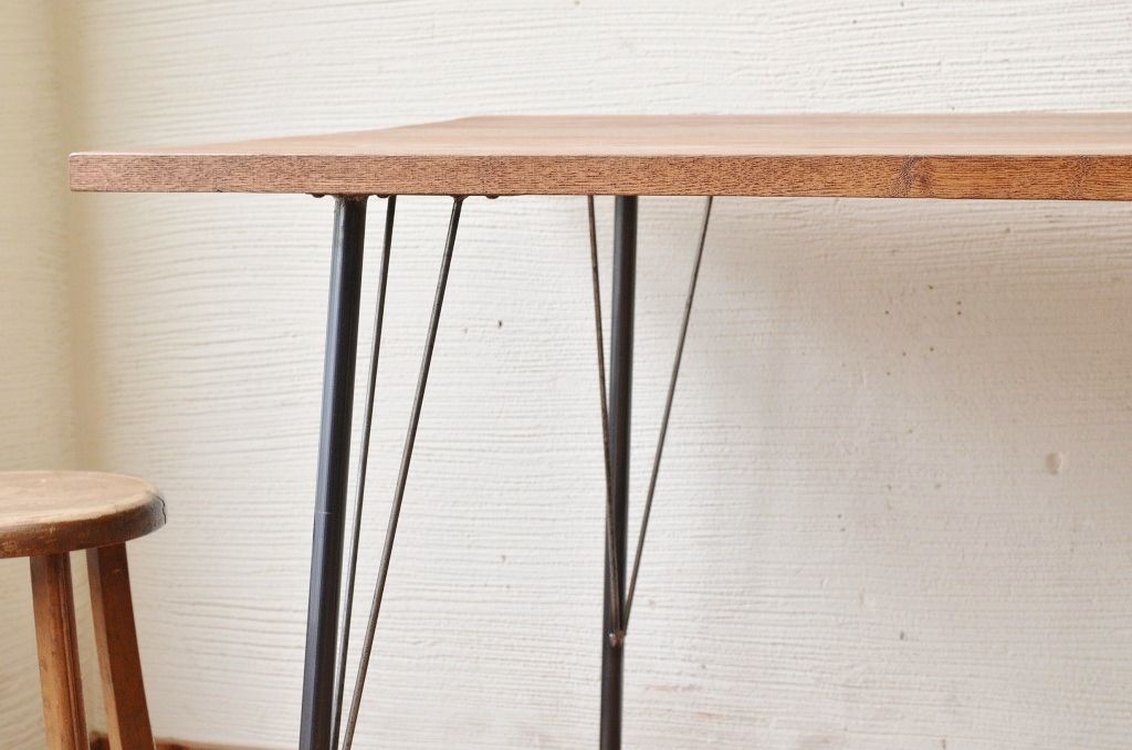 アンティーク家具　☆古い木の鉄脚アンティークテーブル(作業台、机)12