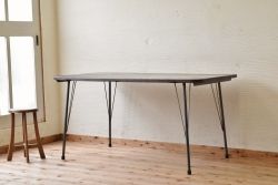 アンティーク家具　古い木の鉄脚アンティークテーブル(作業台、机)13