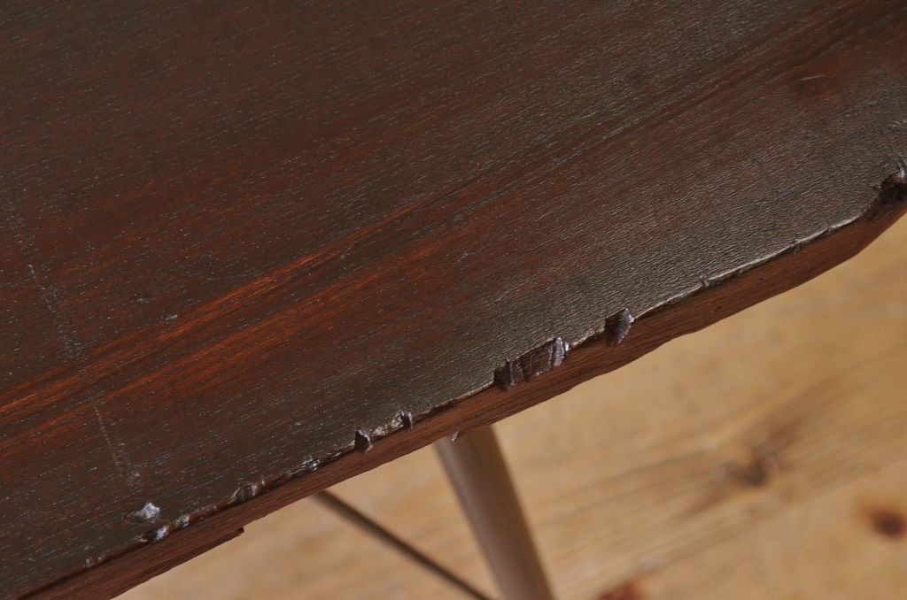 アンティーク家具　古い木の鉄脚アンティークテーブル(作業台、机)13