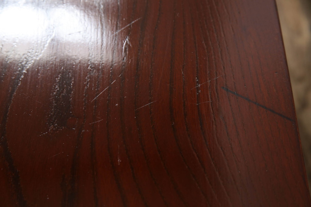 和製アンティーク　総ケヤキ材　漆塗り　凝った脚の造りが魅力の文机(座机、ローテーブル)(R-051541)