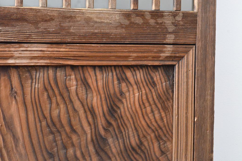 アンティーク建具　力強い木目が目を引くガラス入り玄関戸4枚セット(格子戸、ガラス戸、引き戸)(R-059203)
