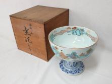 江戸期　古伊万里　色絵染付蓋茶碗3客(和食器)(R-044575)