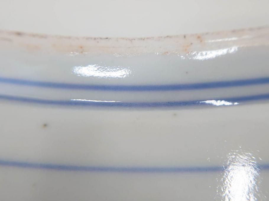 太明成化年製　古伊万里　染付　蛸唐草文　松竹梅図　1尺5寸皿　約46cm　繊細な美しい絵付けに魅了される大皿(一尺五寸、和食器、和皿)(R-073179)