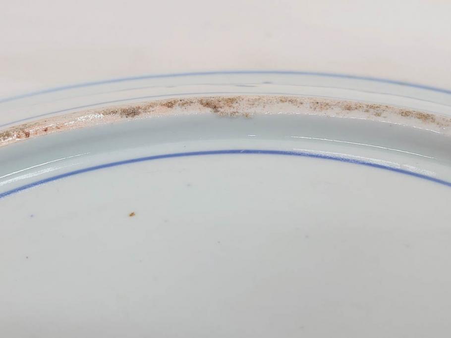 太明成化年製　古伊万里　染付　蛸唐草文　松竹梅図　1尺5寸皿　約46cm　繊細な美しい絵付けに魅了される大皿(一尺五寸、和食器、和皿)(R-073179)