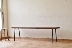 アンティーク家具　鉄脚アンティークベンチ(長椅子、長イス)