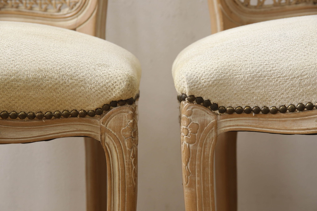 イタリアビンテージ　フィレンツェ　エレガントなデザインが目を引くダイニングチェア2脚セット(椅子、イス、ヴィンテージ)(R-057310)