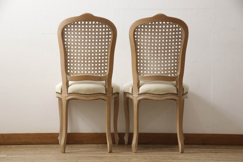 イタリアビンテージ　フィレンツェ　エレガントなデザインが目を引くダイニングチェア2脚セット(椅子、イス、ヴィンテージ)(R-057310)