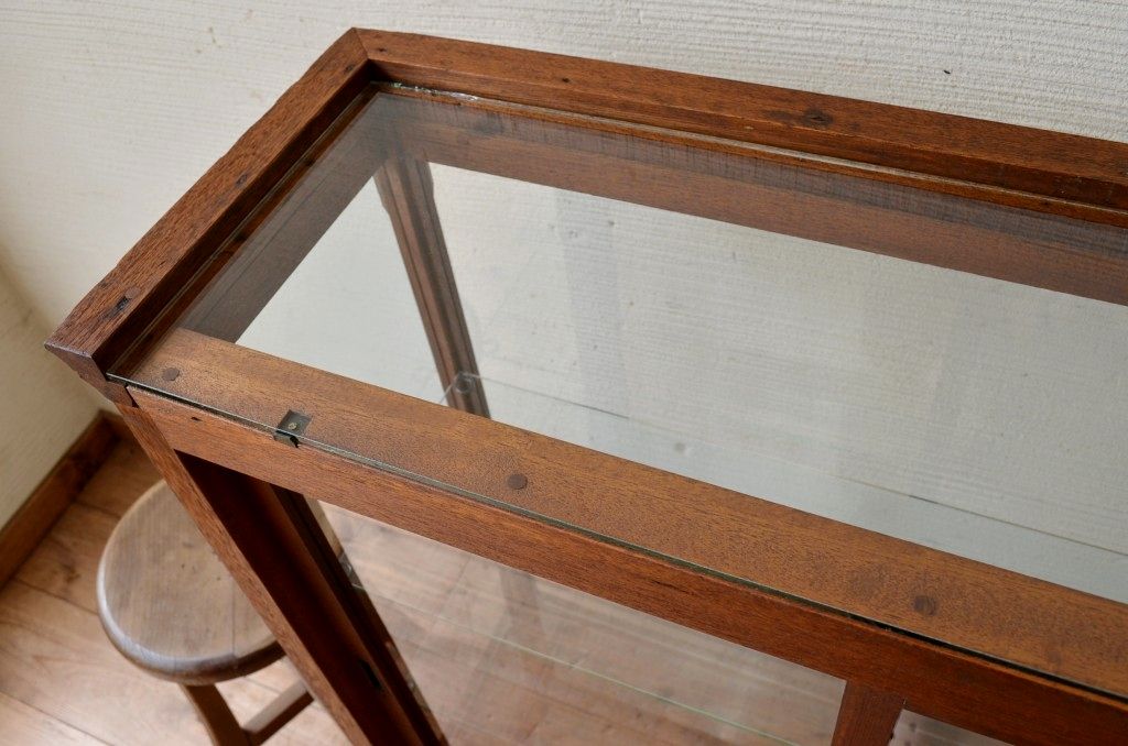 アンティーク家具　古民具　骨董　古いタバコ屋の薄型ガラスケース