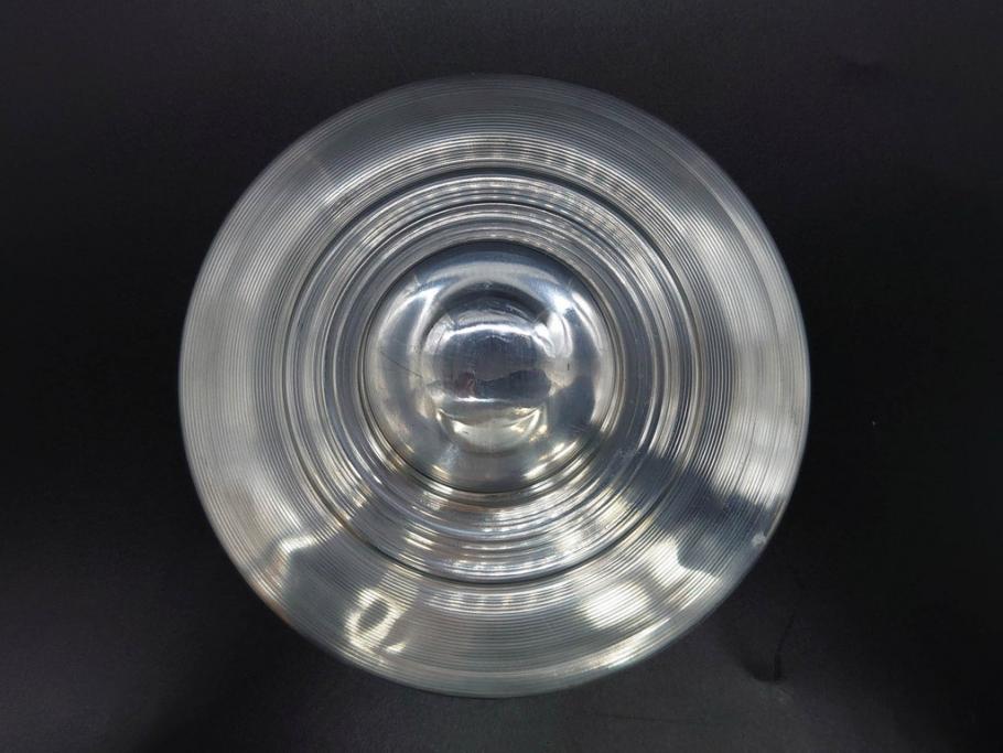 アンティーク雑貨　当時物　デッドストック　アルミ蓋　シンプルで使いやすいガラス瓶2点セット(角型、角瓶、キャニスター、ガラスビン、菓子瓶、硝子、フタ付き、小物入れ、ディスプレイ雑貨、古道具、店舗什器)(R-078942)